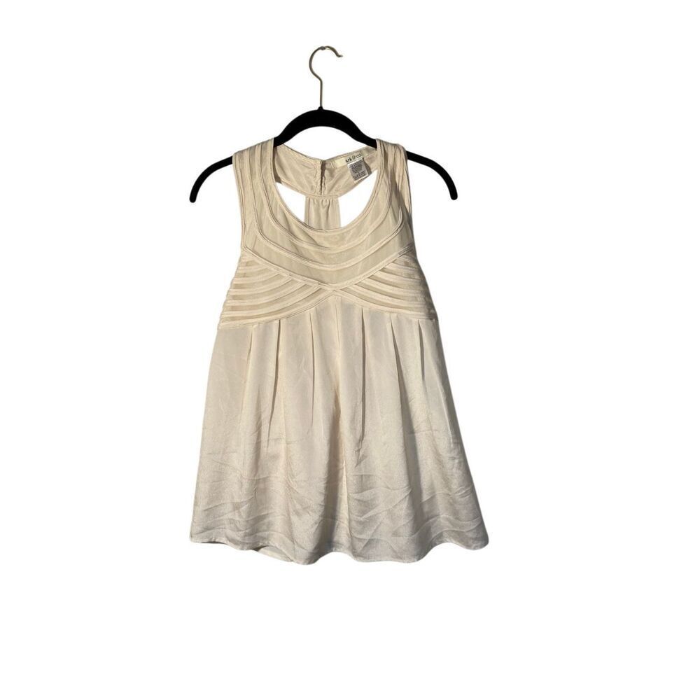 Ark & Co women’s ivory, sleeveless, pleated tank top, large morning